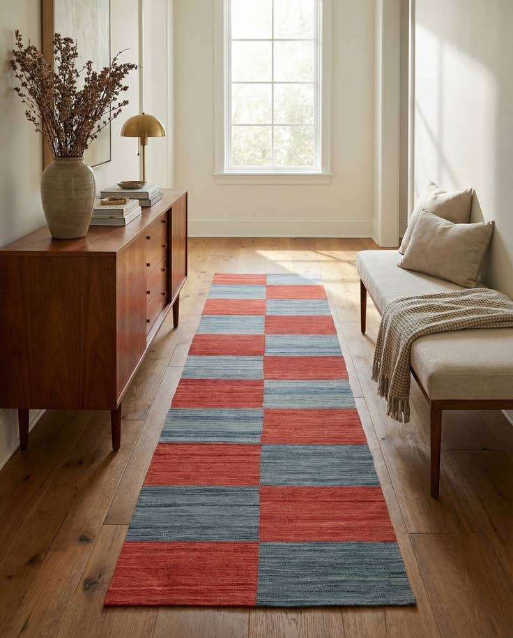 Detail image of 2' 9 x 12' 5 Hand Woven Kilim Modern Wool Runner Rug