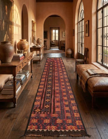 2' 10 x 14' 6 Hand Woven Kilim Fars Wool Runner Rug