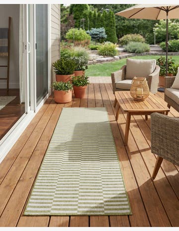 2' 7 x 10' Easy-Clean Ribbon Indoor / Outdoor Runner Rug