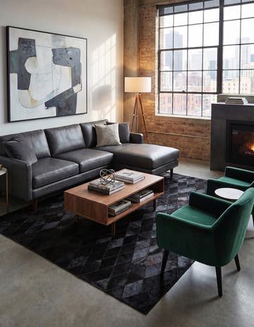 4' 7 x 6' 6 Cowhide Stocks Rug