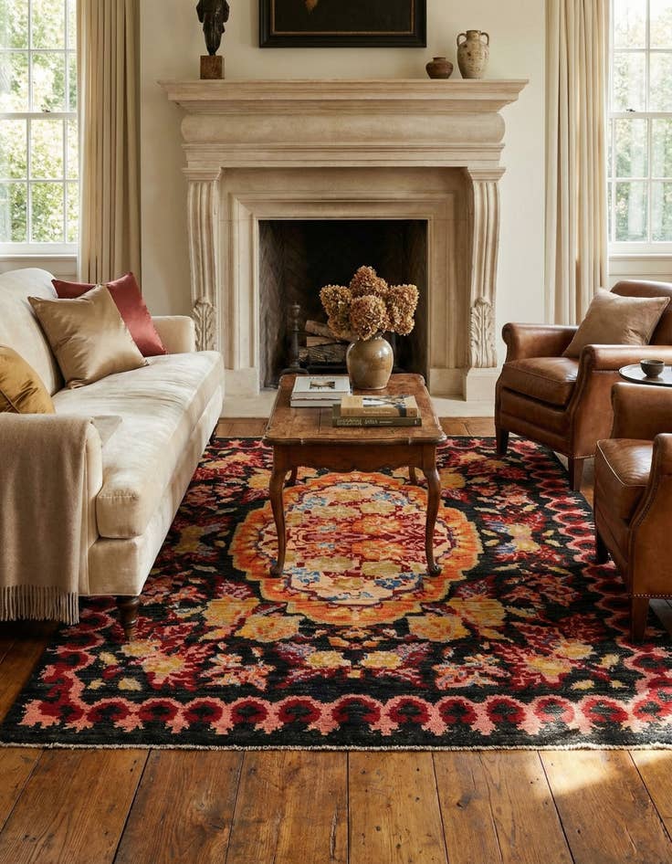 Detail image of  6' 6 x 9' 8  Hand Knotted Darya Rug