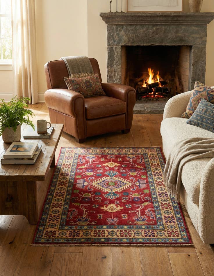 Detail image of 3' 9 x 5' 8  Hand Knotted Kazak Rug