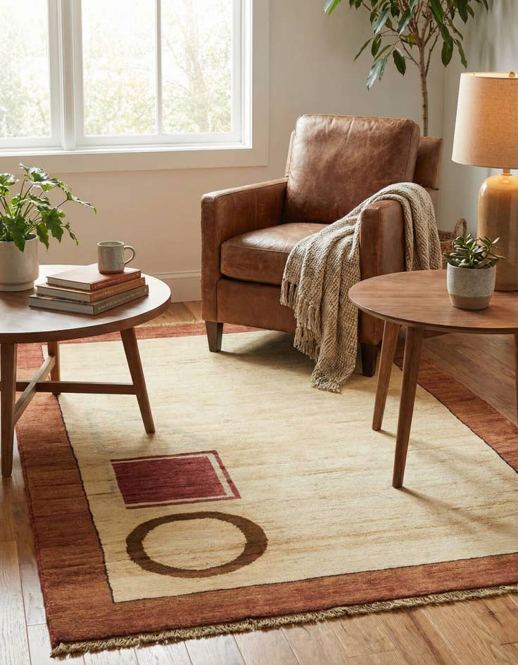 Detail image of 4' 1 x 5' 11  Hand Knotted Modern Ziegler Oriental Rug