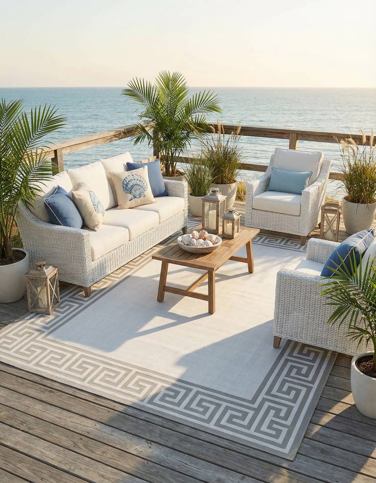 Detail image of 9' x 12'  Washable Coastal Indoor / Outdoor Rug