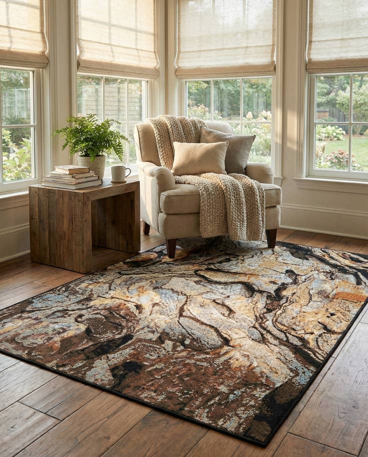 Detail image of 4' x 6' Easy-Clean Modern Indoor / Outdoor Rug