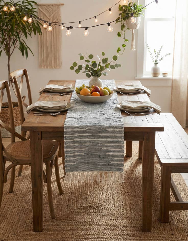 Detail image of  1' 2 x 5' 1  Hand Woven Chindi Cotton Table Runner Rug