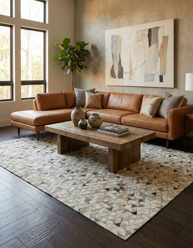 Detail image of  5' x 8' Cowhide - Patchwork Rug