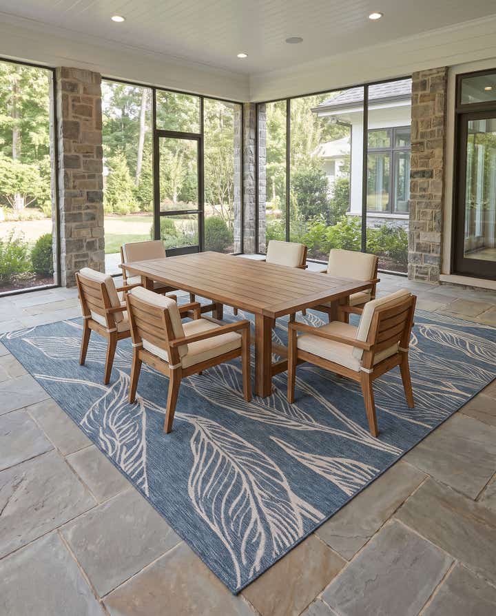 10' 8 x 10' 8 Easy-Clean Botanical Indoor / Outdoor Square Rug