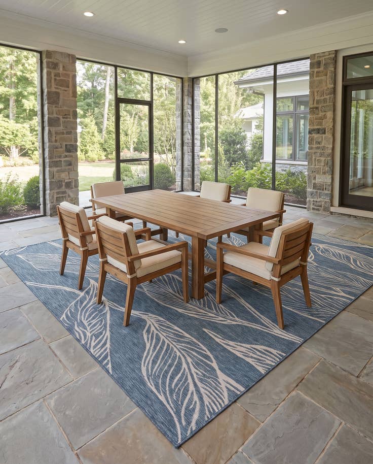 Detail image of 10' 8 x 10' 8 Easy-Clean Botanical Indoor / Outdoor Square Rug