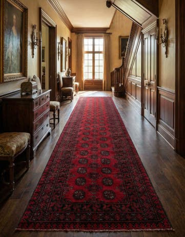 2' 8 x 19' 1 Hand Knotted Afghan Akhche Wool Runner Rug