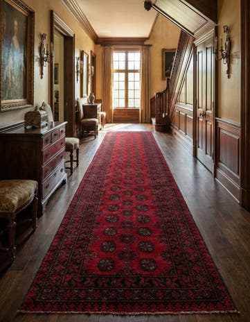 2' 8 x 19' 1 Hand Knotted Afghan Akhche Wool Runner Rug