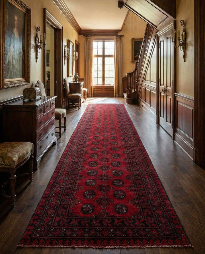 2' 8 x 19' 1 Hand Knotted Afghan Akhche Wool Runner Rug