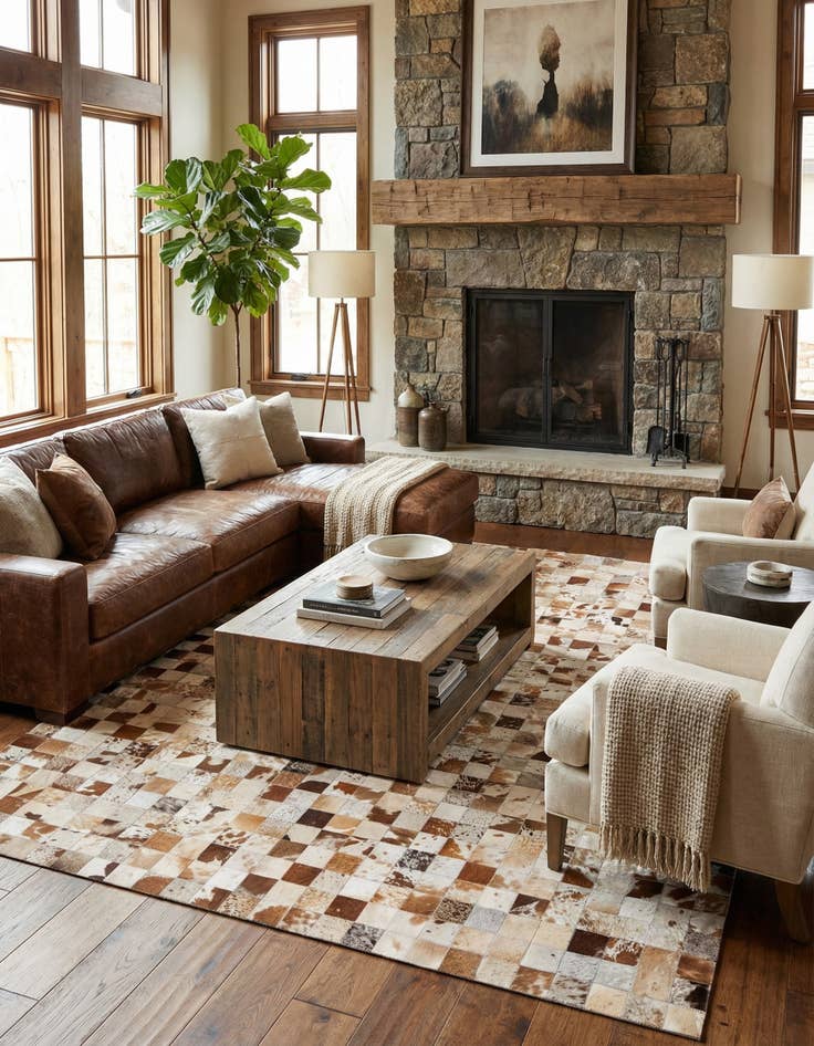 Detail image of 8' x 10' Cowhide Leather Rug