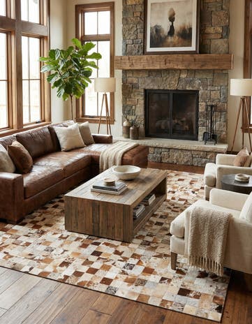 8' x 10' Cowhide Leather Rug