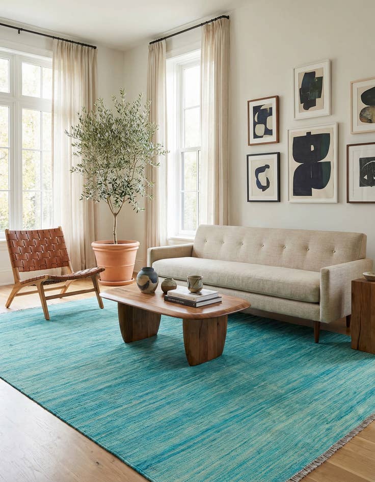 Detail image of 5' 5 x 8'  Hand Woven Kilim Modern Wool Rug