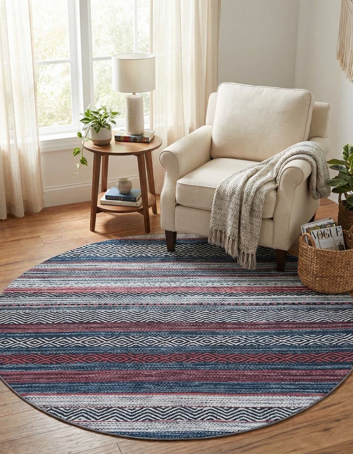 6' x 6' Washable Yara Round Rug