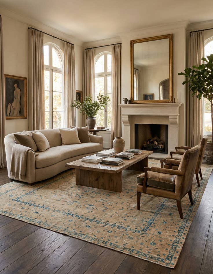 Detail image of 9' 6 x 12'  Hand Knotted Ultra Vintage Persian Wool Rug