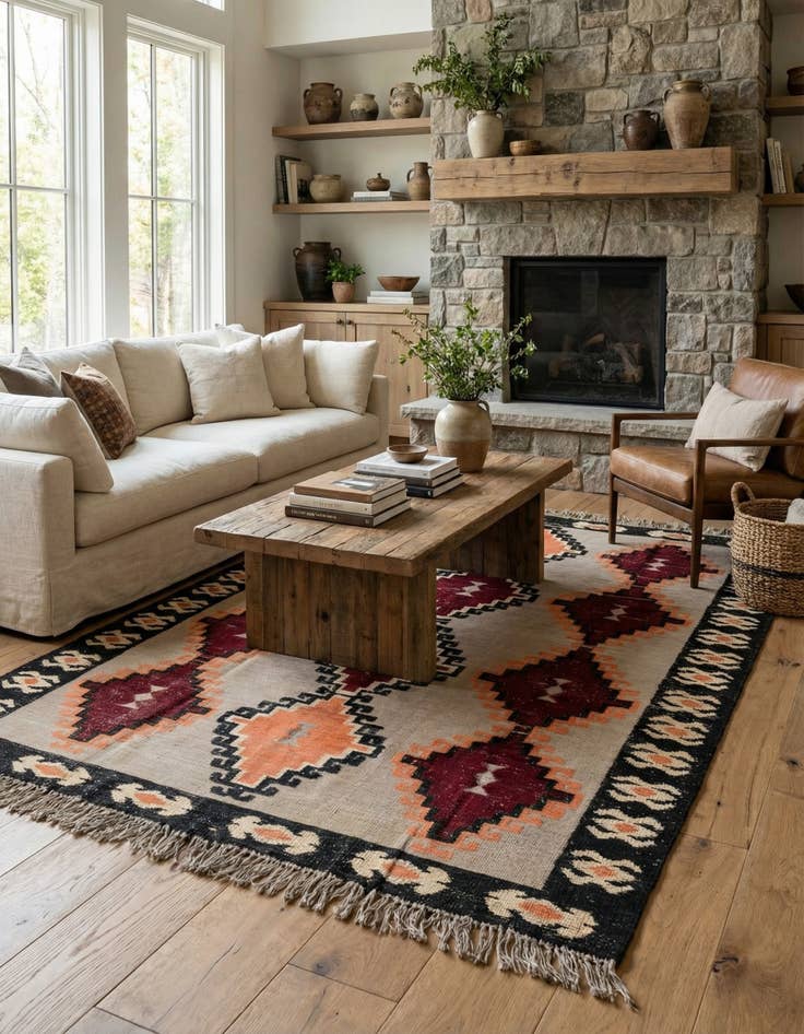 Detail image of 8' x 10'  Hand Knotted Darya Wool Rug