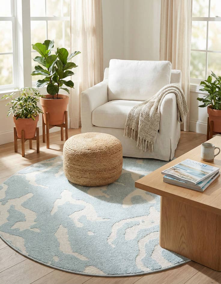 Detail image of 5' x 5'  Washable Sabrina Soto Indoor / Outdoor Round Rug