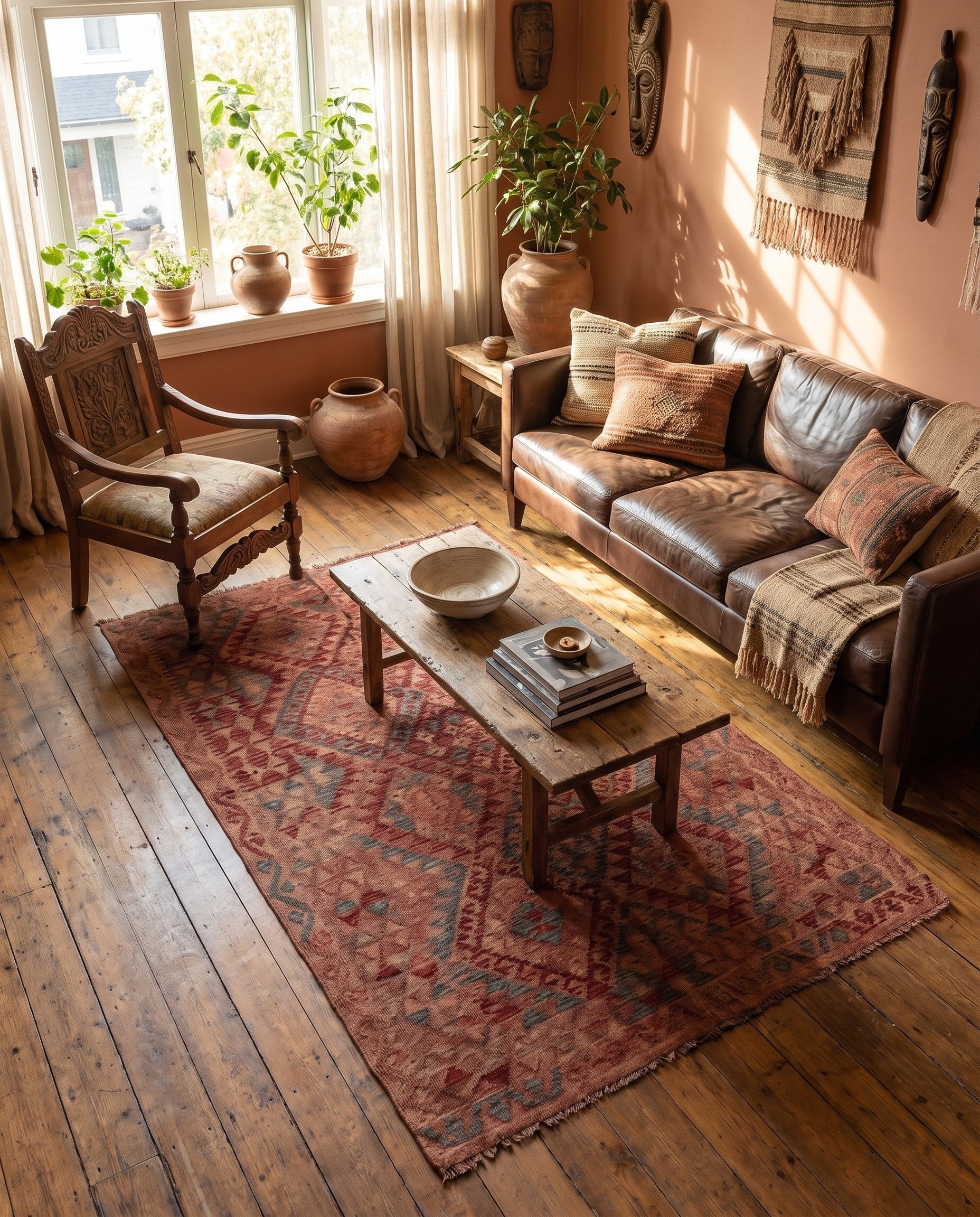 3' 11 x 6' 2 Hand Woven Kilim Fars Wool Rug