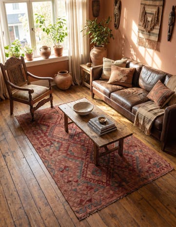 3' 11 x 6' 2 Hand Woven Kilim Fars Wool Rug