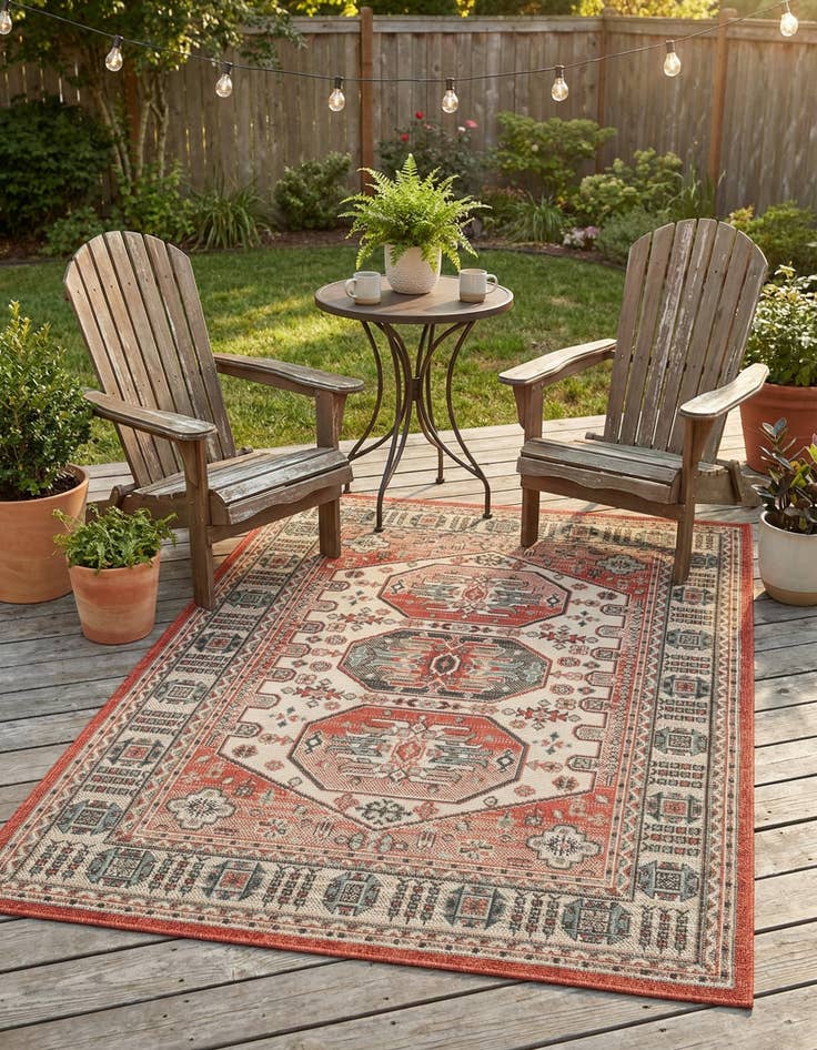 Detail image of 4' x 6'  Washable Traditional Indoor / Outdoor Rug
