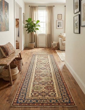 2' 9 x 9' 3 Hand Knotted Kazak Runner Rug