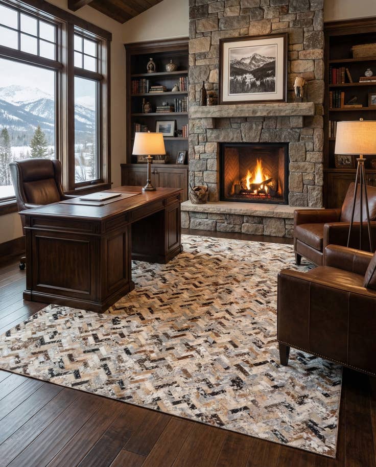 Detail image of 5' 3 x 7' 5 Cowhide Stocks Rug
