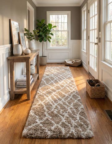 Khaki Soft Touch Shag Runner Rug