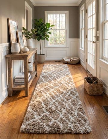 Khaki Soft Touch Shag Runner Rug