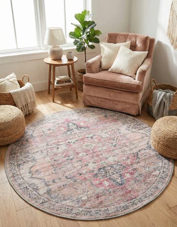 4' x 4' Washable Nostalgia Round Rug