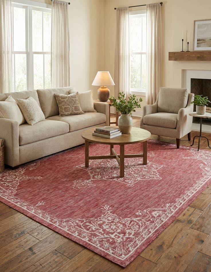 Detail image of  7' x 10'  Washable Traditional Indoor / Outdoor Rug