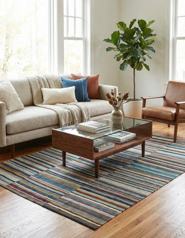 4' 8 x 6' 5 Hand Woven Kilim Modern Wool Rug