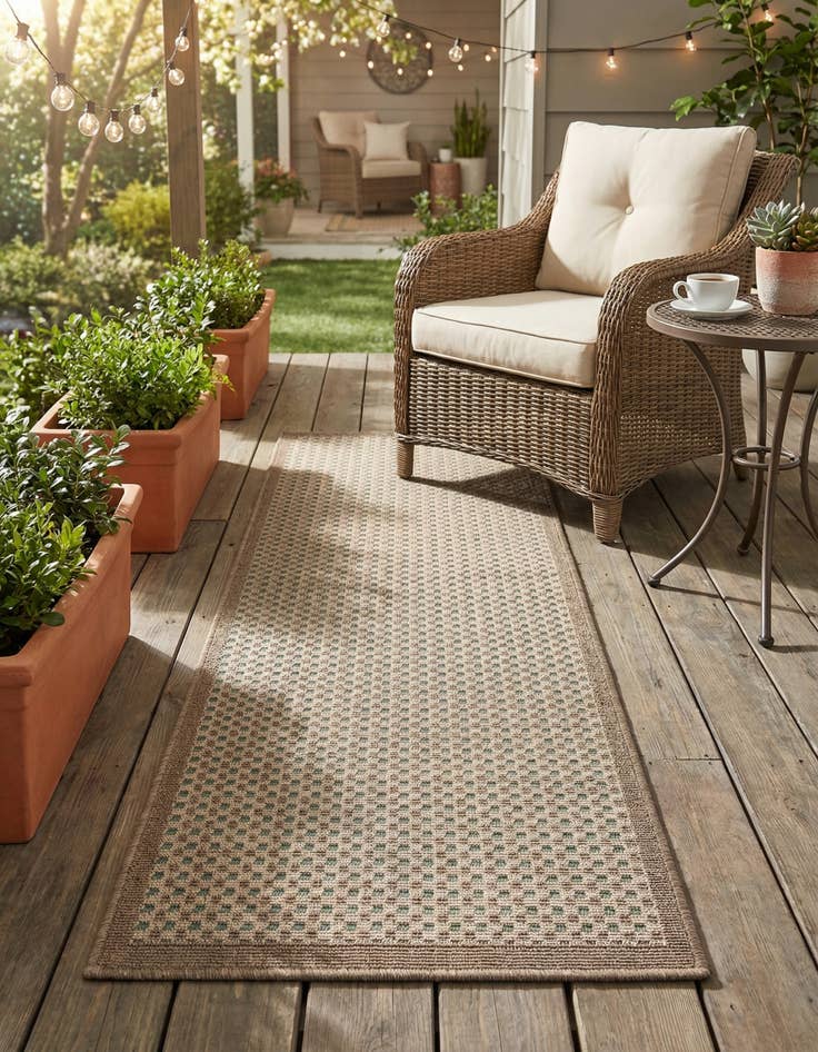 Detail image of 2' x 5'  Washable Border Indoor / Outdoor Runner Rug