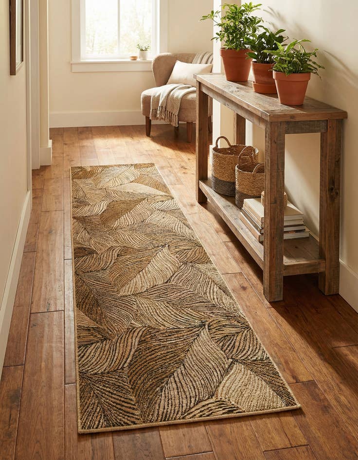 Detail image of 2' x 8' Easy-Clean Botanical Indoor / Outdoor Runner Rug