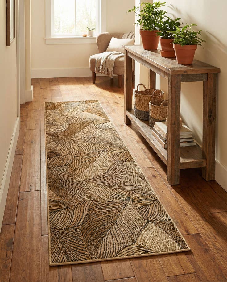 Detail image of 2' x 8' Easy-Clean Botanical Indoor / Outdoor Runner Rug