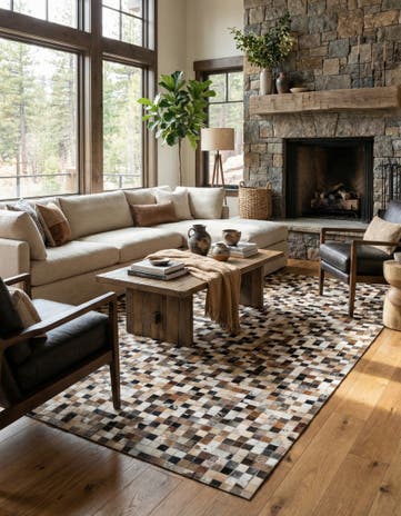 5' 1 x 7' 10 Cowhide Leather Rug