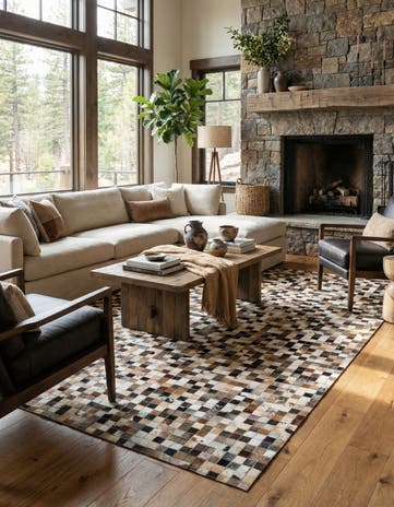 5' 1 x 7' 10 Cowhide Leather Rug