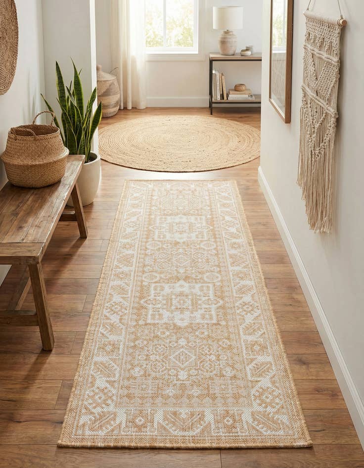 Detail image of 2' x 6'  Washable Aztec Indoor / Outdoor Runner Rug