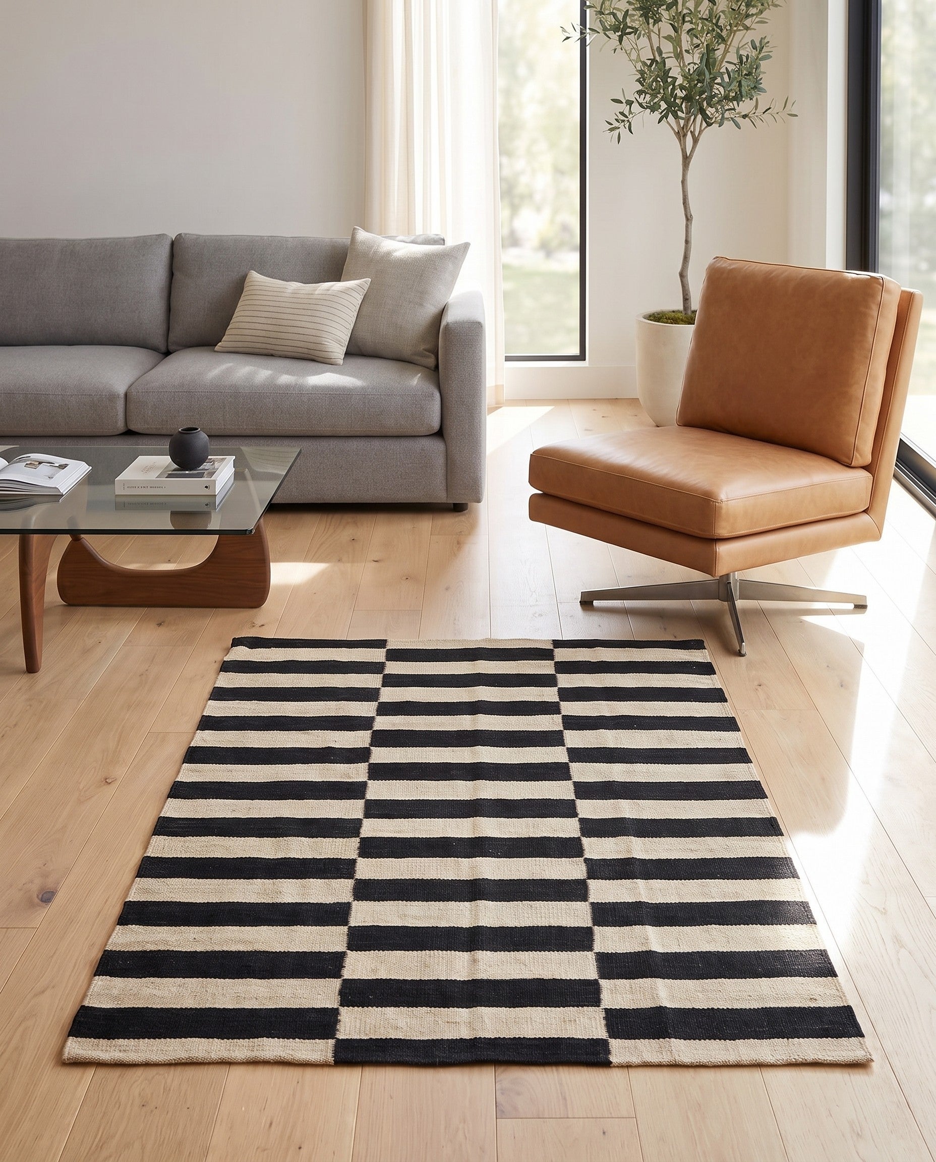 3' 4 x 4' 9 Hand Woven Kilim Modern Wool Rug