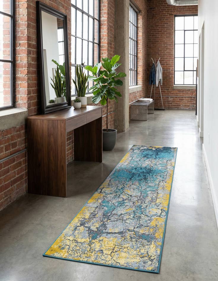 Detail image of  2' 7 x 10'  Washable Modern Indoor / Outdoor Runner Rug