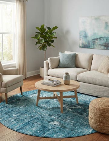 Blue Starlight Round Rug