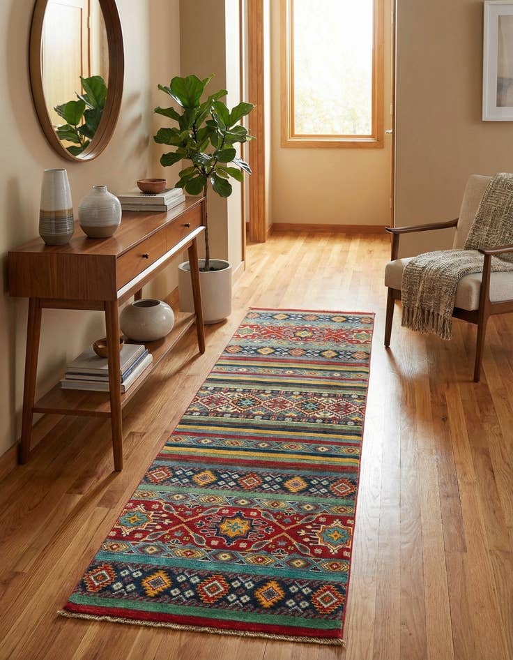 Detail image of 2' 9 x 10'  Hand Knotted Kazak Runner Rug