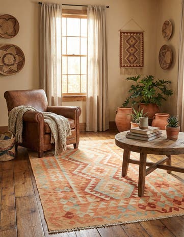 3' 3 x 5' Hand Woven Kilim Waziri Wool Rug
