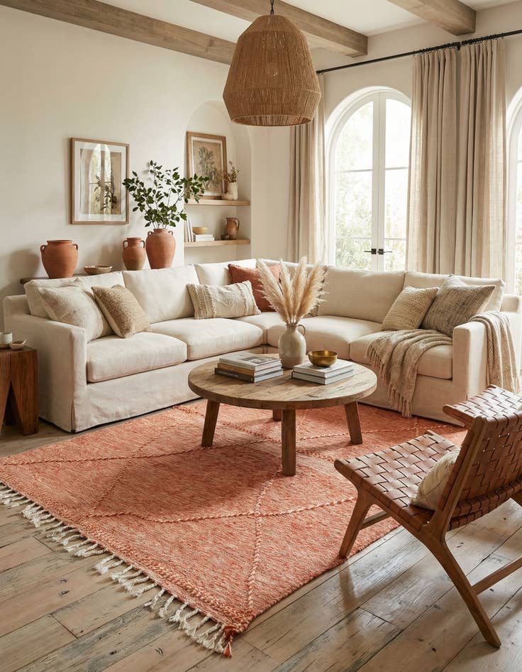 Detail image of  6' 6 x 11' 2  Hand Knotted Moroccan Wool Rug