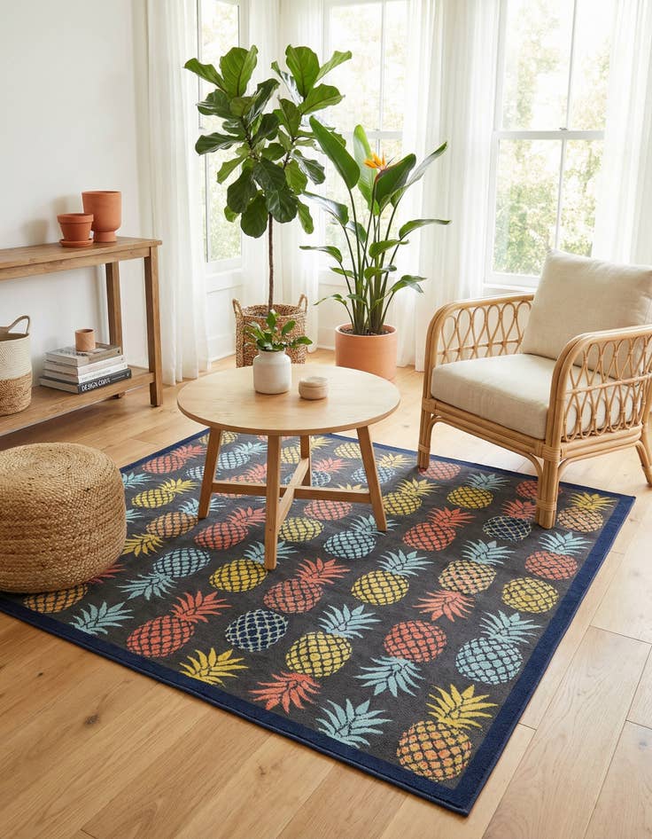 Detail image of 5' 3 x 5' 3  Washable Belize Indoor / Outdoor Square Rug