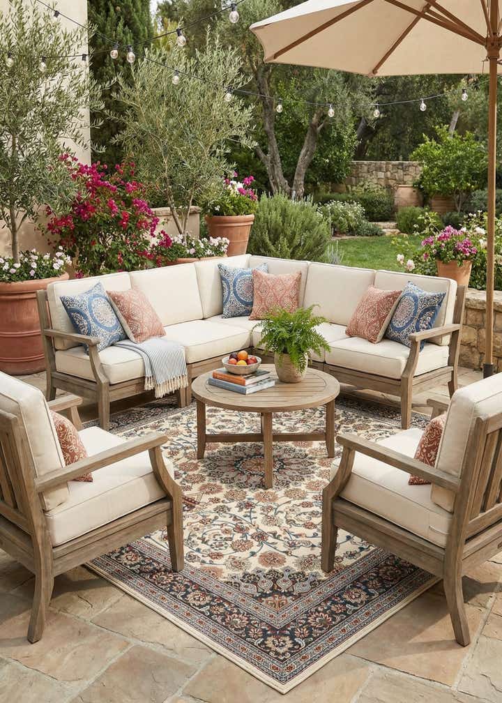 10' x 10' Easy-Clean Traditional Indoor / Outdoor Square Rug