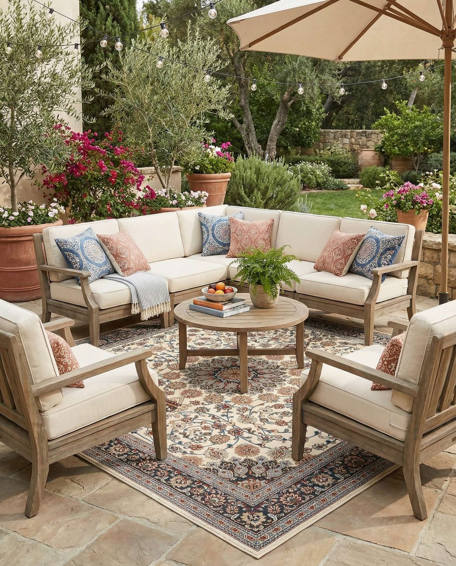 10' x 10' Easy-Clean Traditional Indoor / Outdoor Square Rug