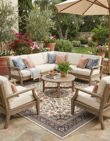 10' x 10' Easy-Clean Traditional Indoor / Outdoor Square Rug