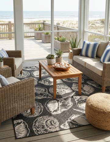 9' x 12' Easy-Clean Coastal Indoor / Outdoor Rug